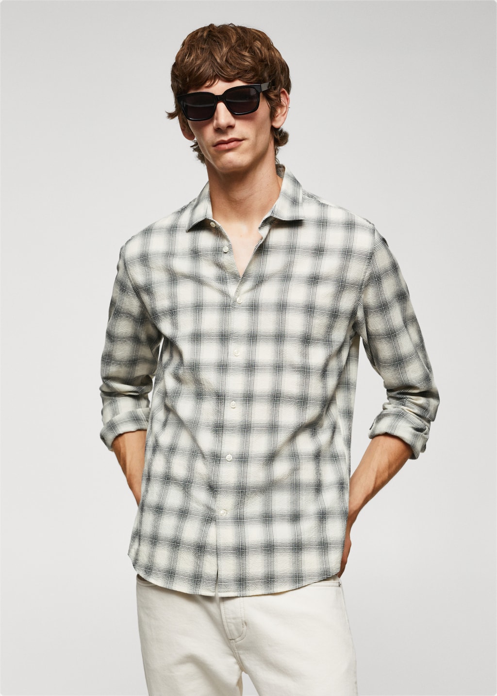 Camisa slim fit algodón seersucker - Plano medio