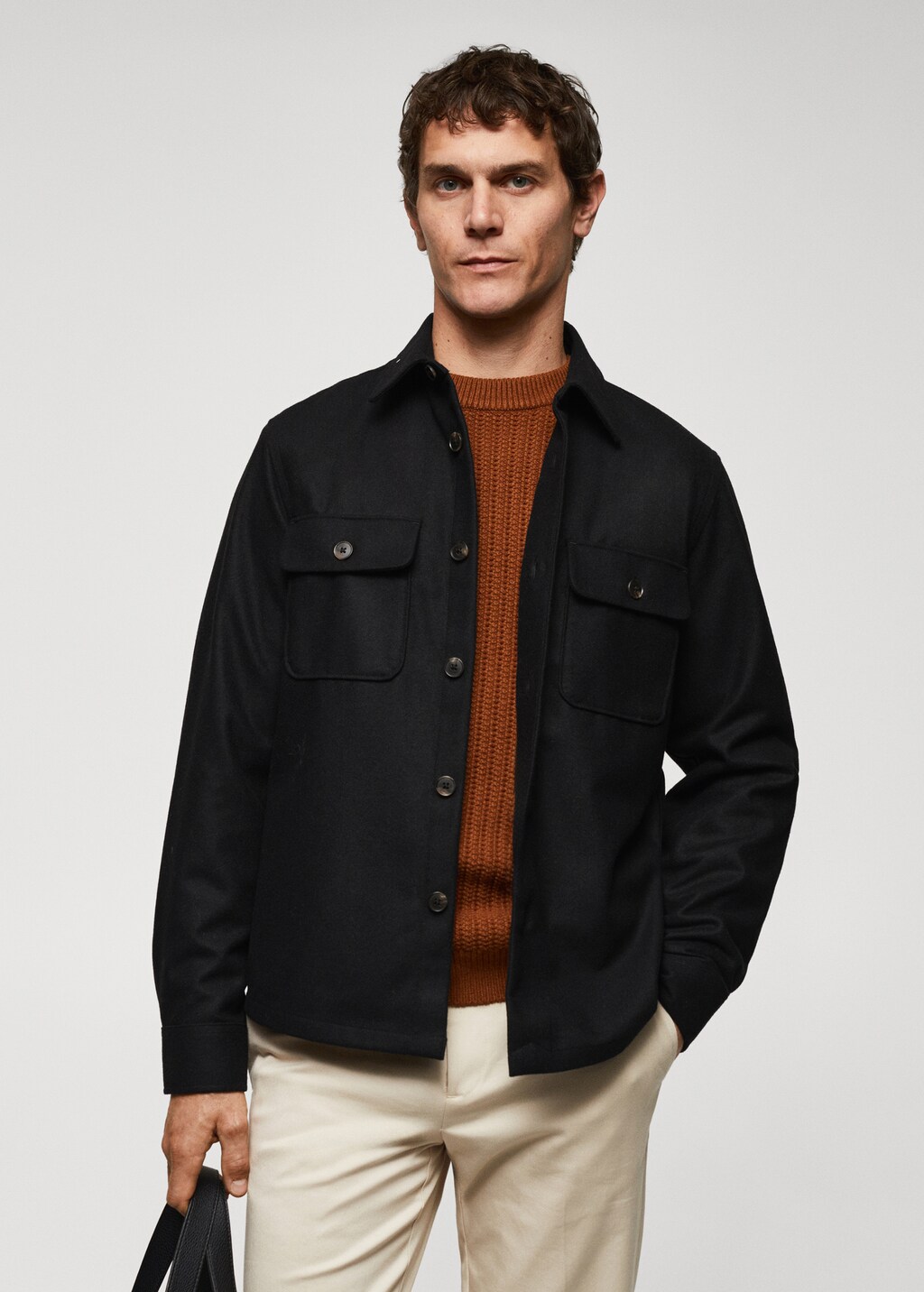 Wool overshirt with pockets - Medium plane