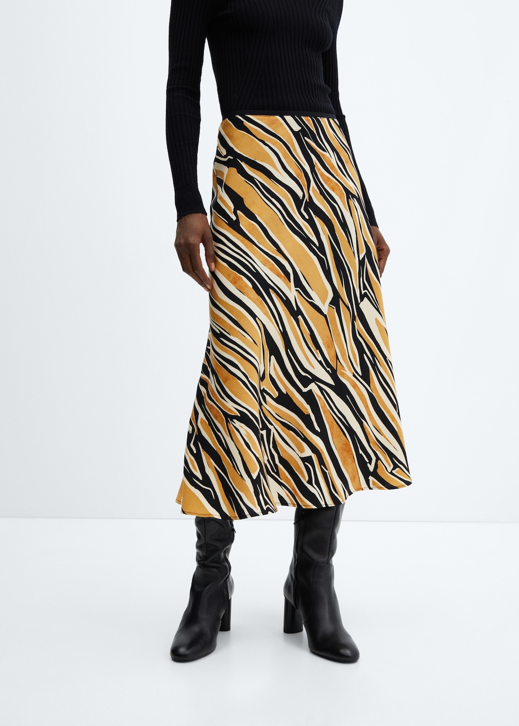 Printed satin skirt  - Medium plane