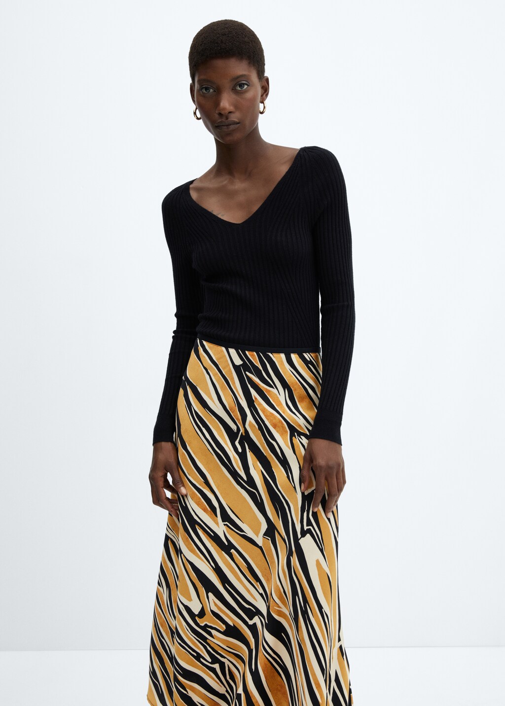 Printed satin skirt  - Details of the article 1