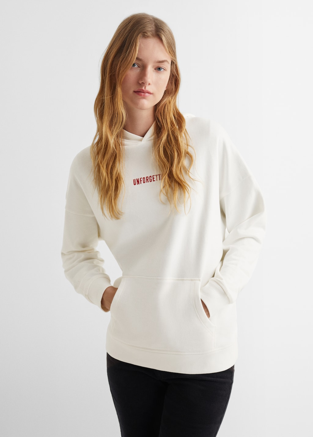 Gemustertes Sweatshirt mit Aufschrift - Mittlere Ansicht