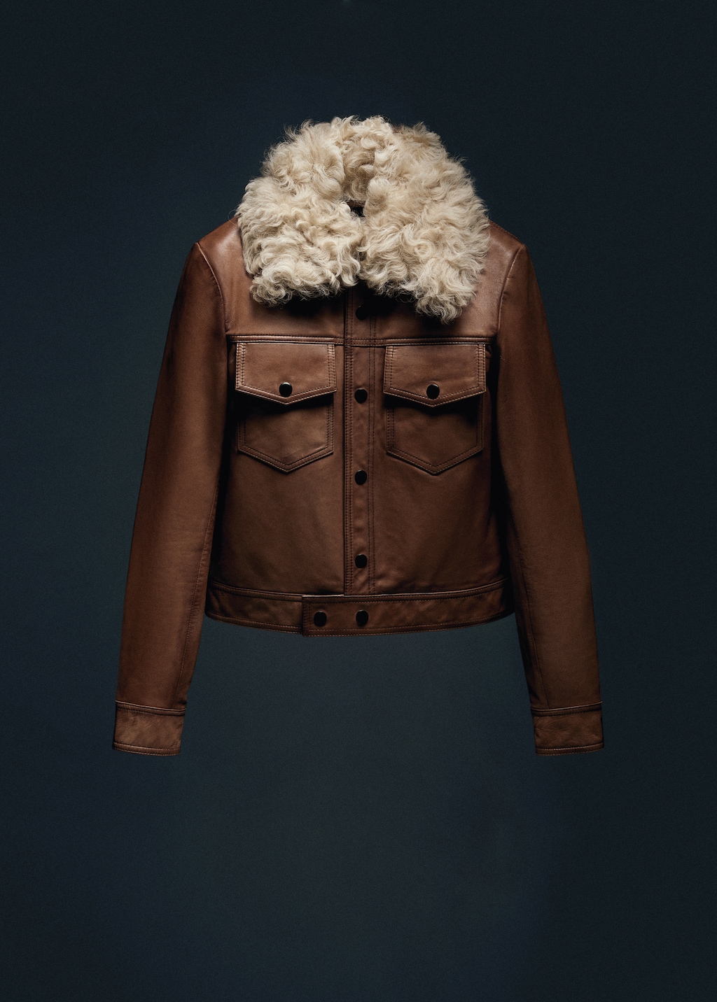 Suede jacket with fur-effect collar - Details of the article 9