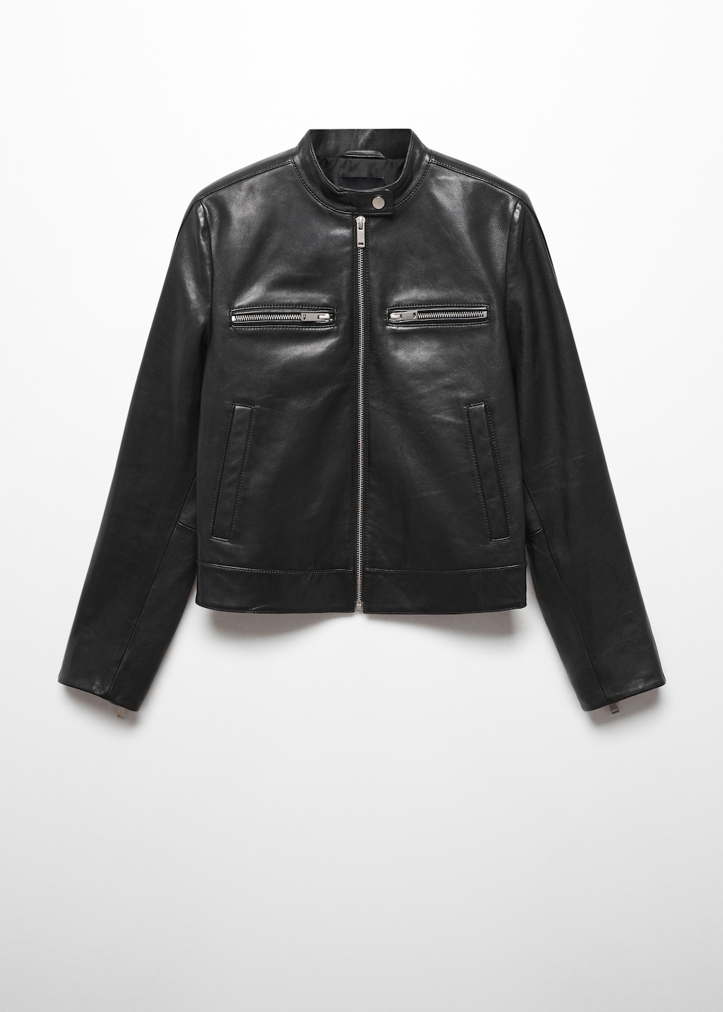 Zipper leather biker jacket - Article without model