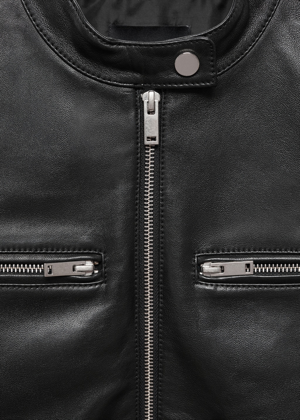 Zipper leather biker jacket - Details of the article 8