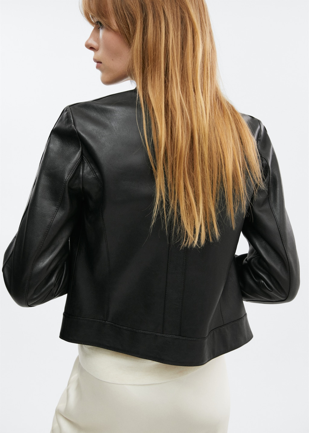 Zipper leather biker jacket - Reverse of the article