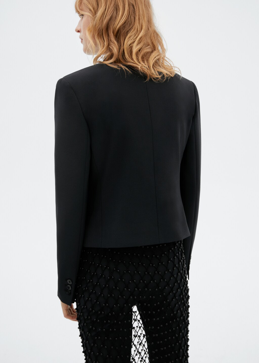 Cropped jacket with lapel  - Reverse of the article