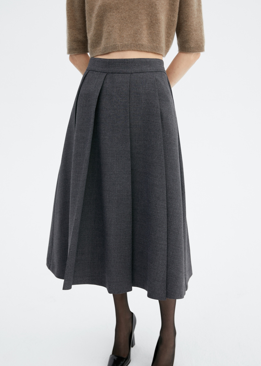 Pleated midi-skirt - Medium plane