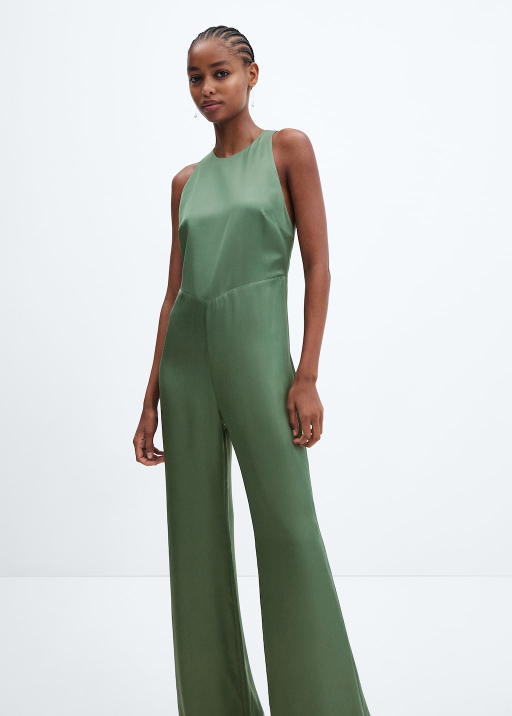 Halter-neck satin jumpsuit - Medium plane