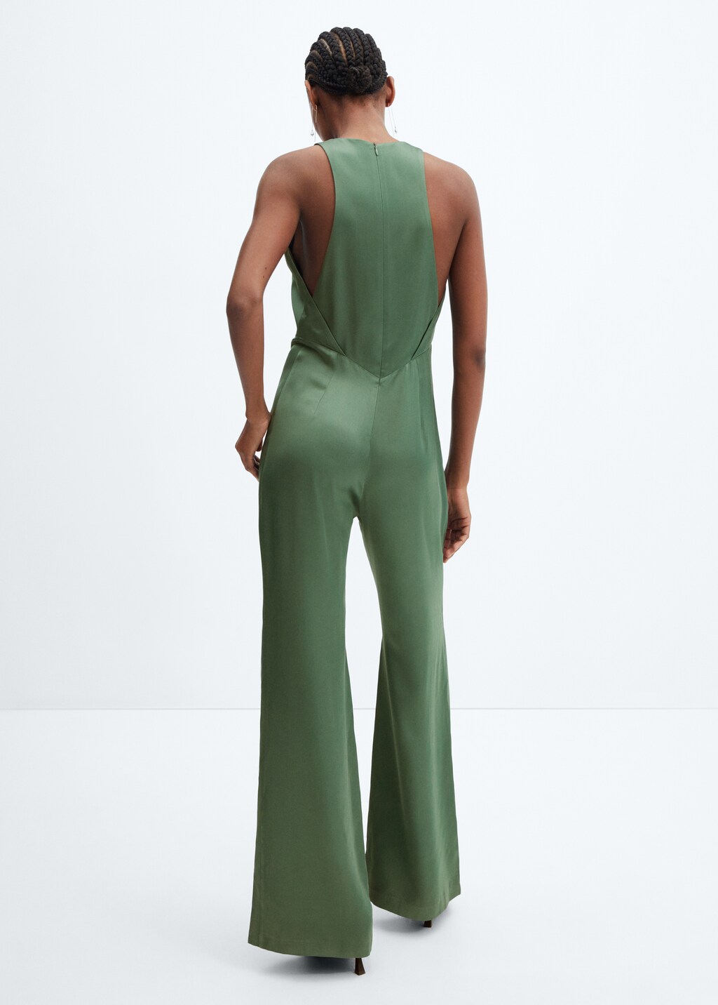 Halter-neck satin jumpsuit - Reverse of the article