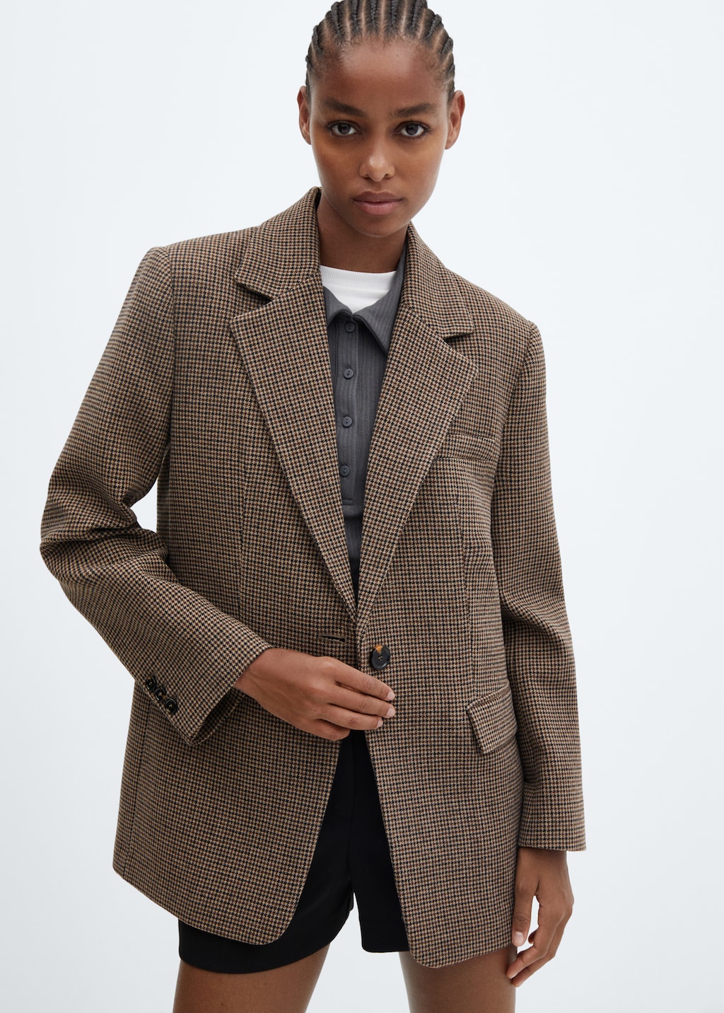 Lapels Houndstooth suit blazer - Medium plane