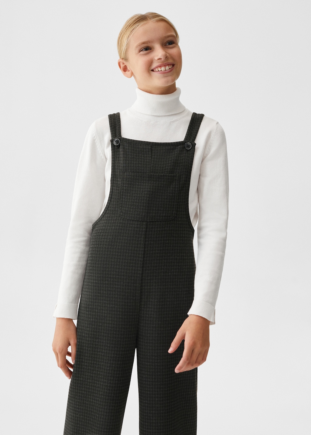 Long houndstooth dungarees - Medium plane