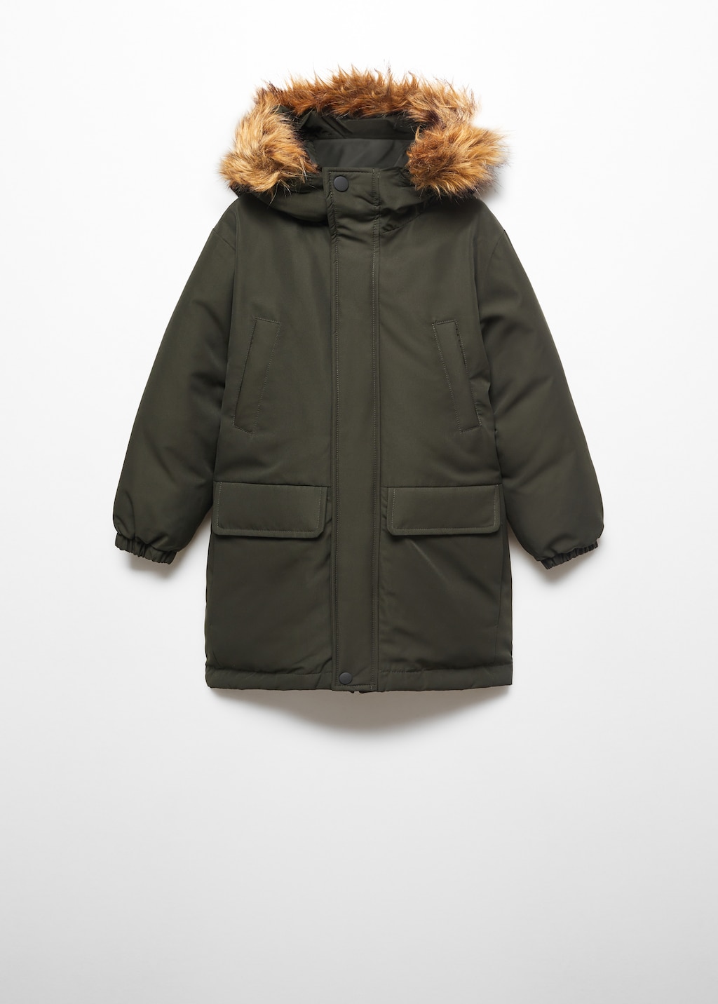 Anorak long capuche fausse fourrure Garcon MANGO OUTLET Monaco