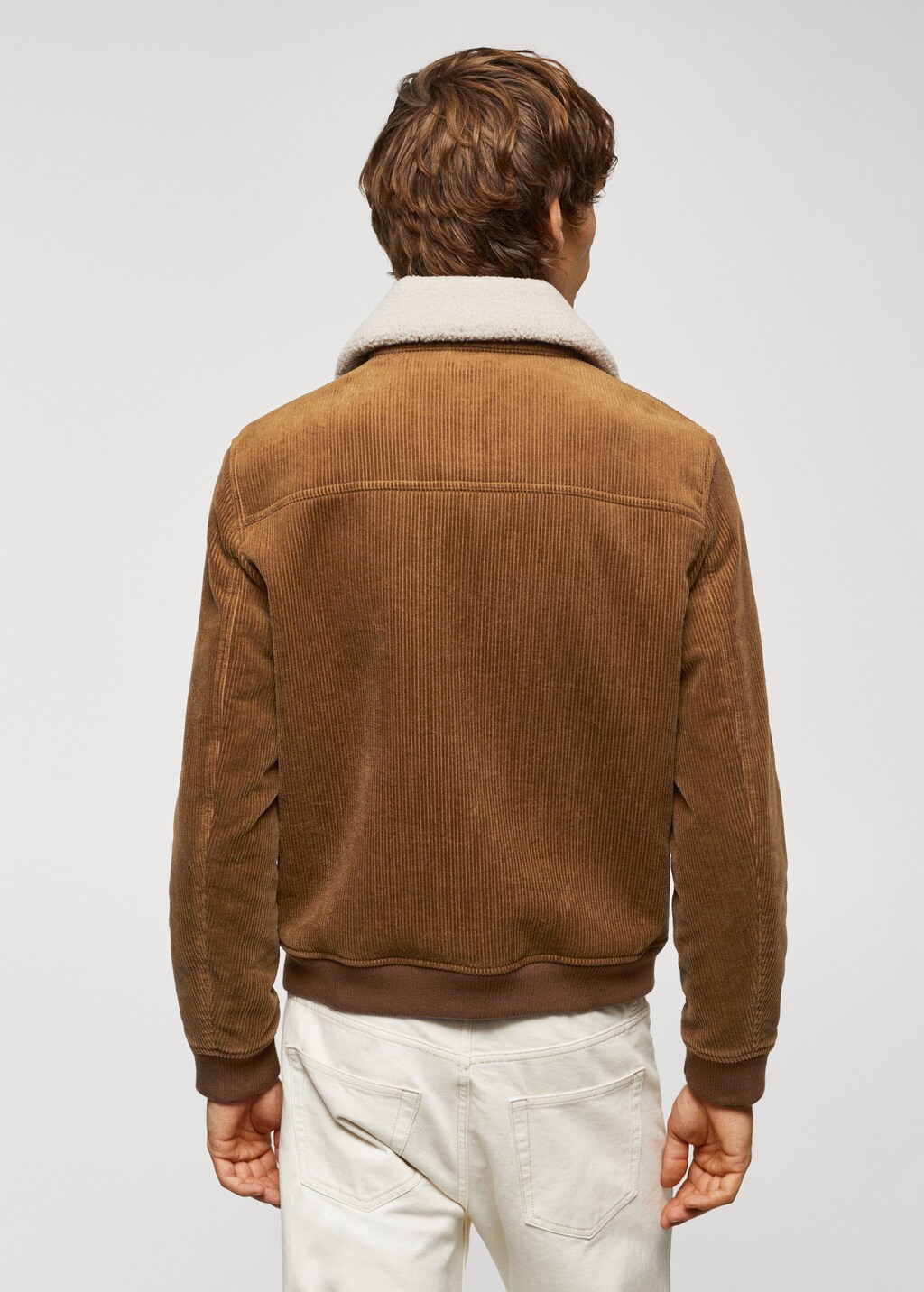 Corduroy jacket with shearling-effect lining - Reverse of the article