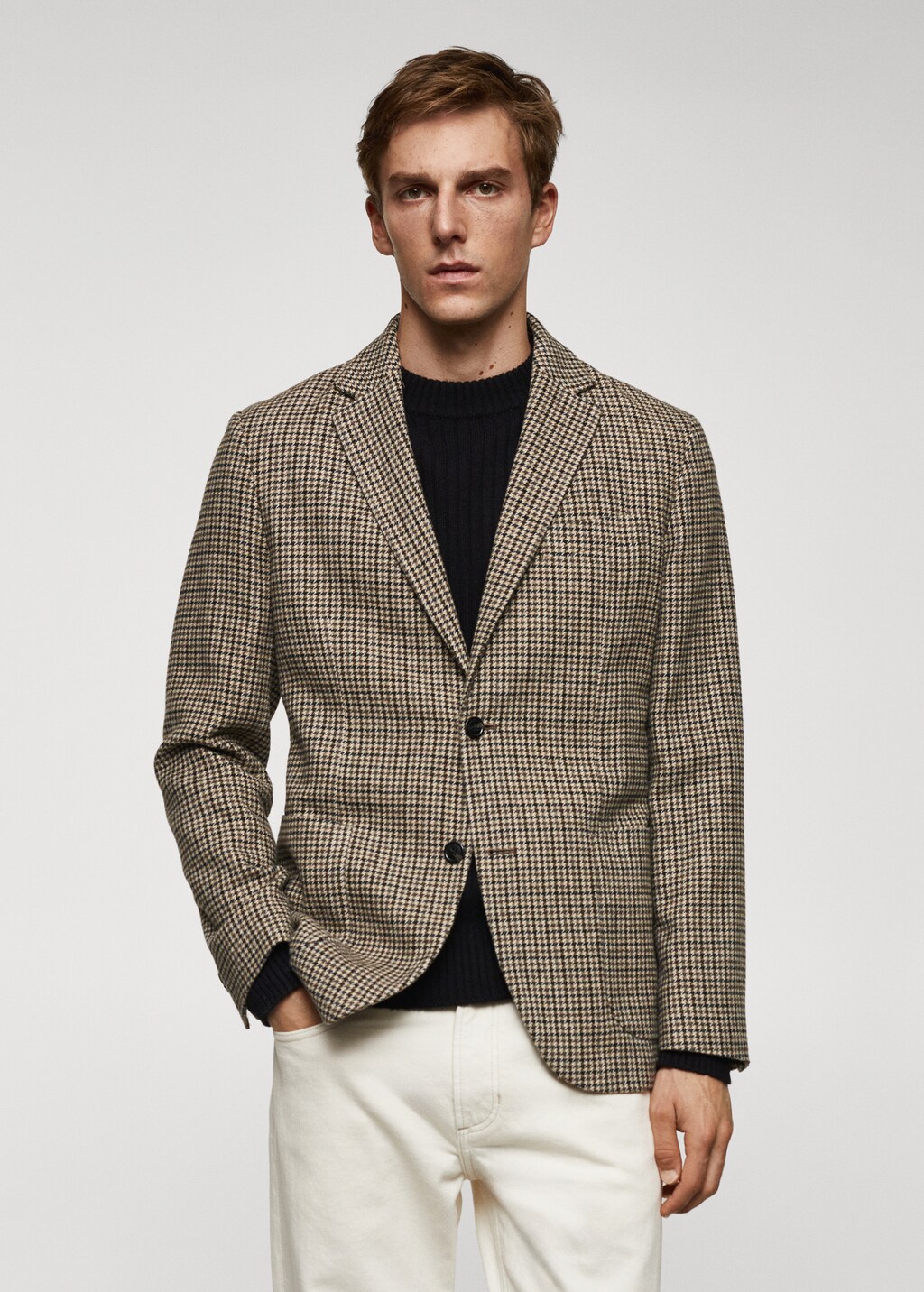 Wool slim-fit houndstooth jacket - Medium plane