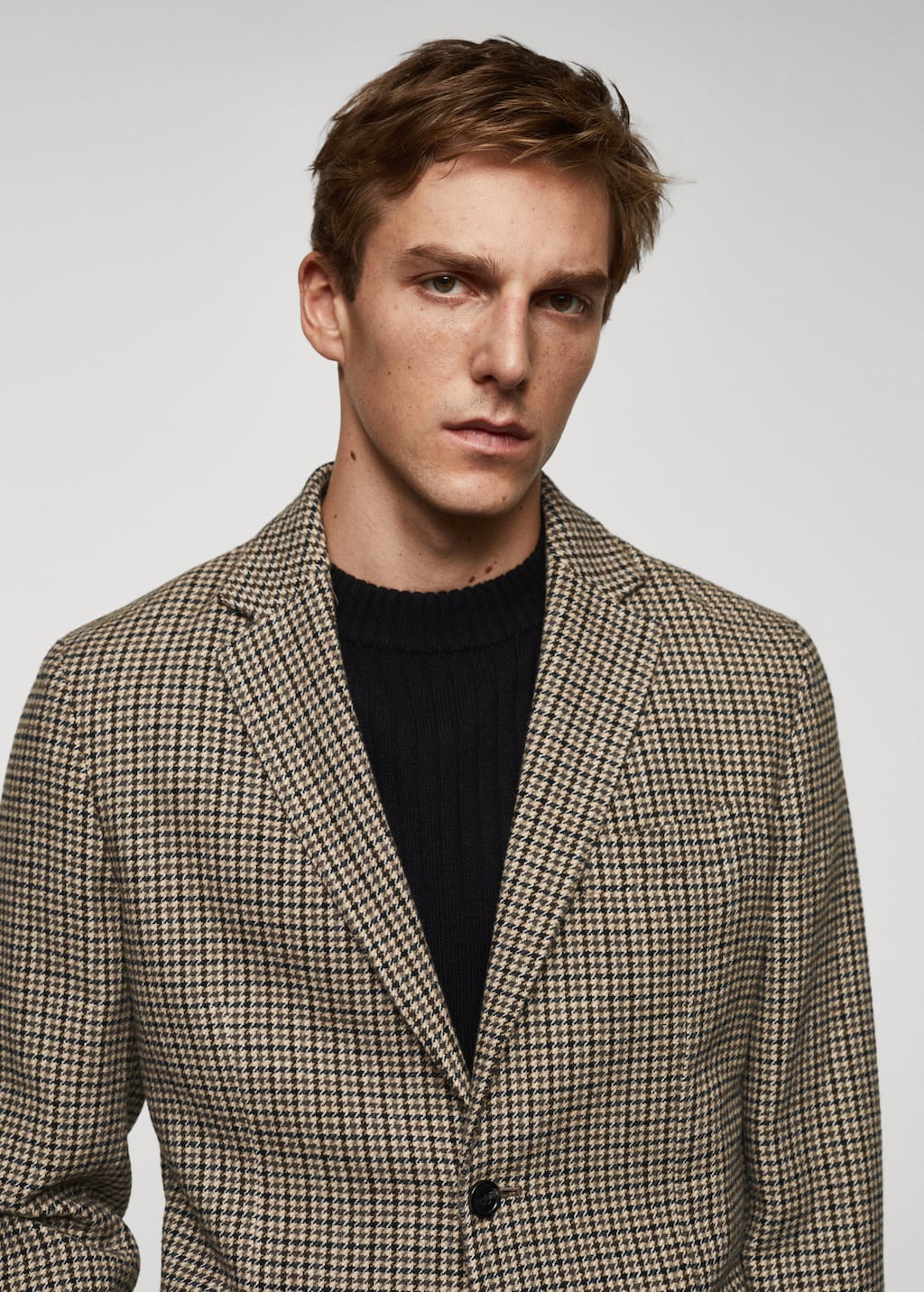 Wool slim-fit houndstooth jacket - Details of the article 1