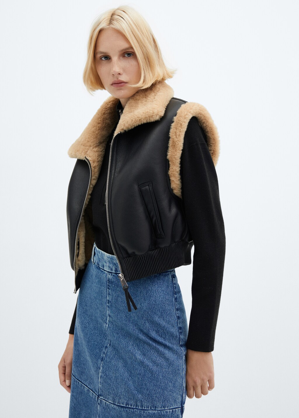 Shearling-lined bomber gilet - Medium plane