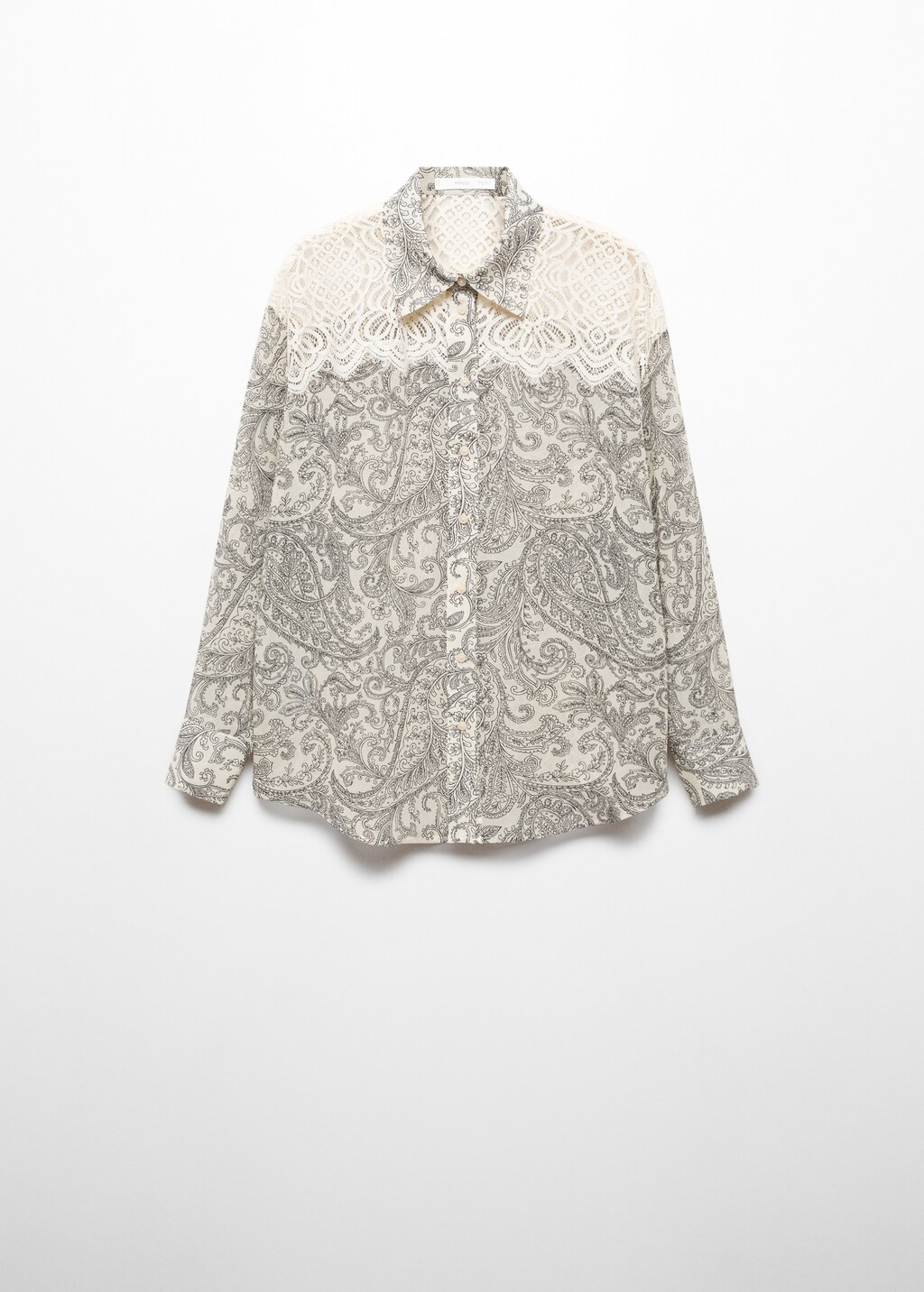 Paisley-print lace-detail shirt - Article without model