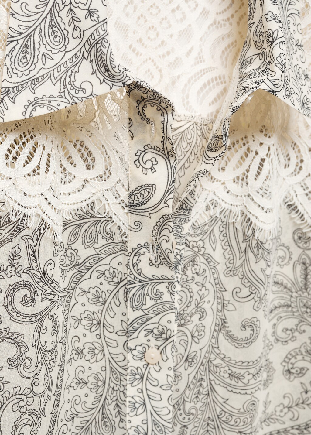 Paisley-print lace-detail shirt - Details of the article 8