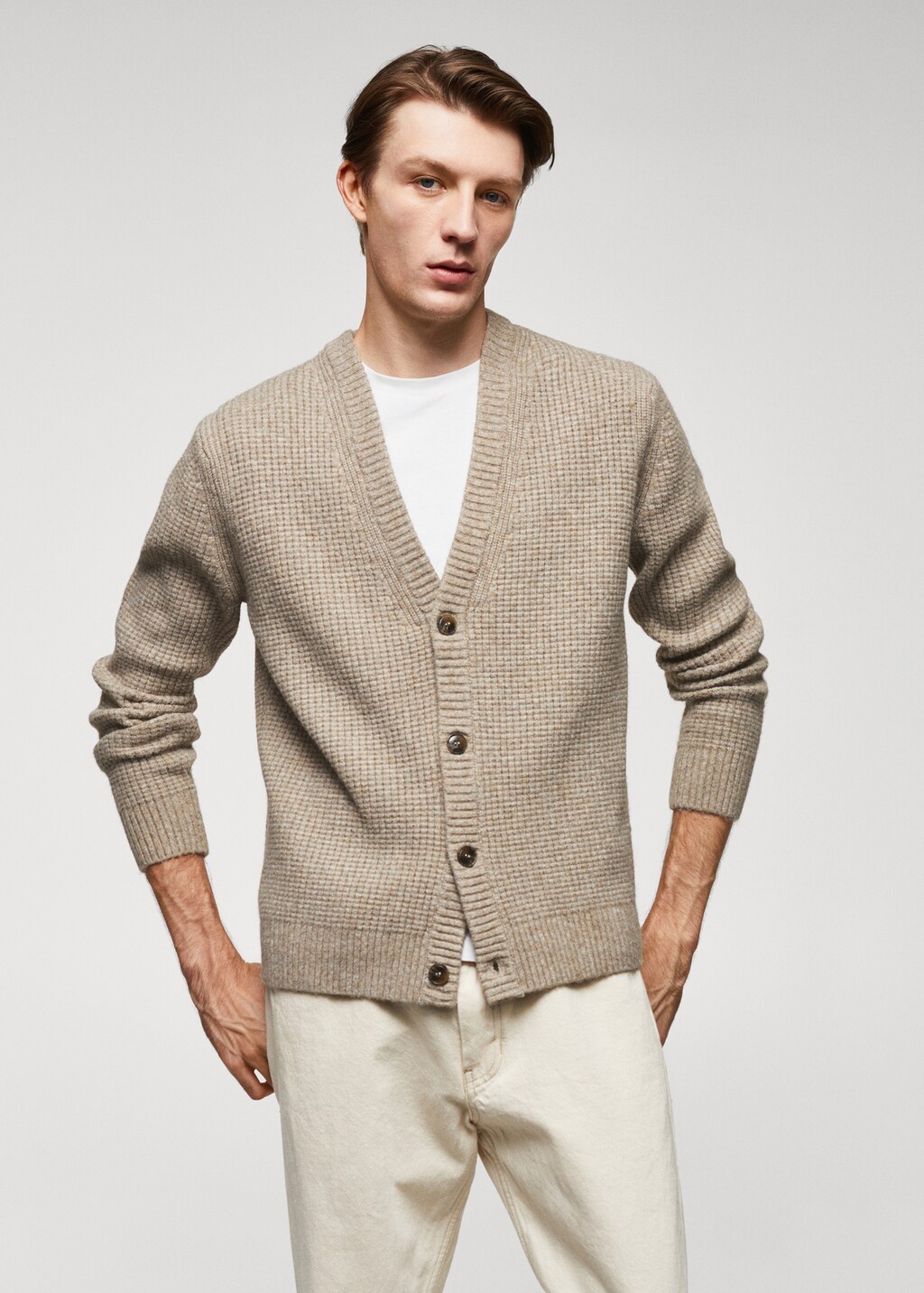 Structured wool-blend cardigan - Medium plane