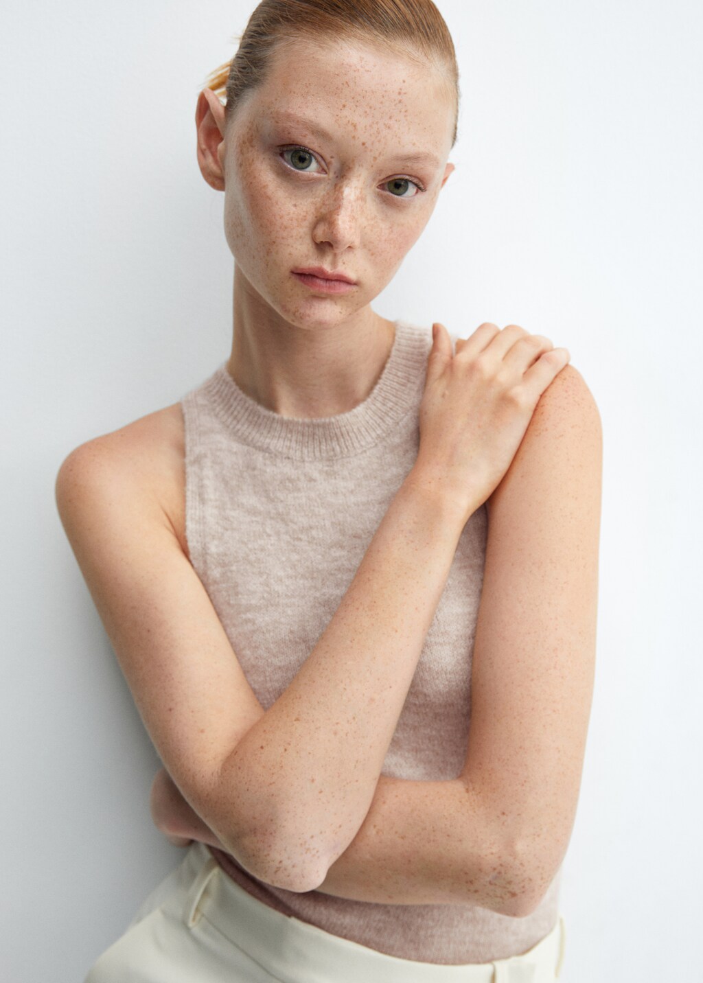 Cotton-linen knitted top - Details of the article 1