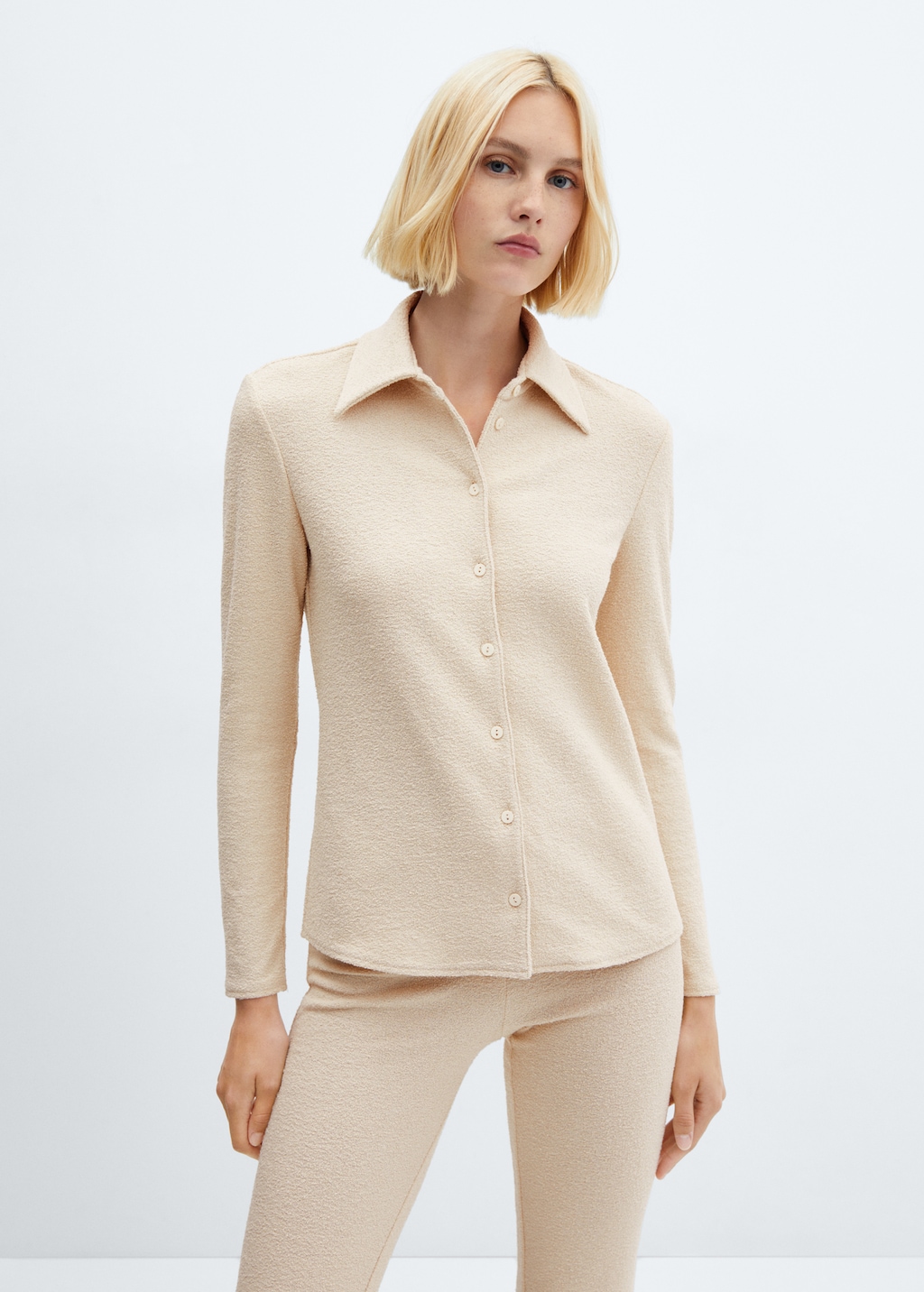 Knitted shirt with button - Women | MANGO OUTLET USA