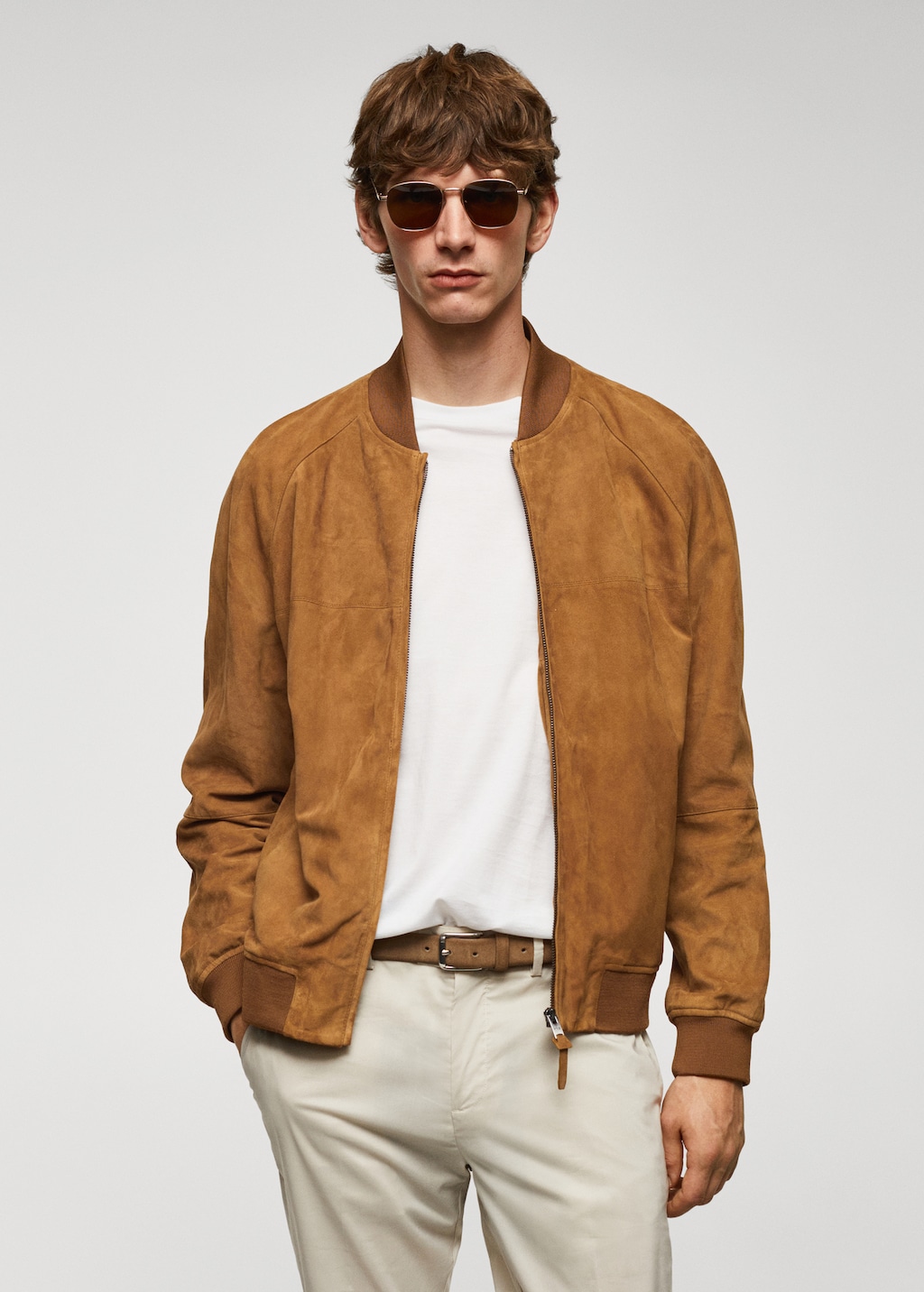 Blouson bomber cuir - Plan moyen