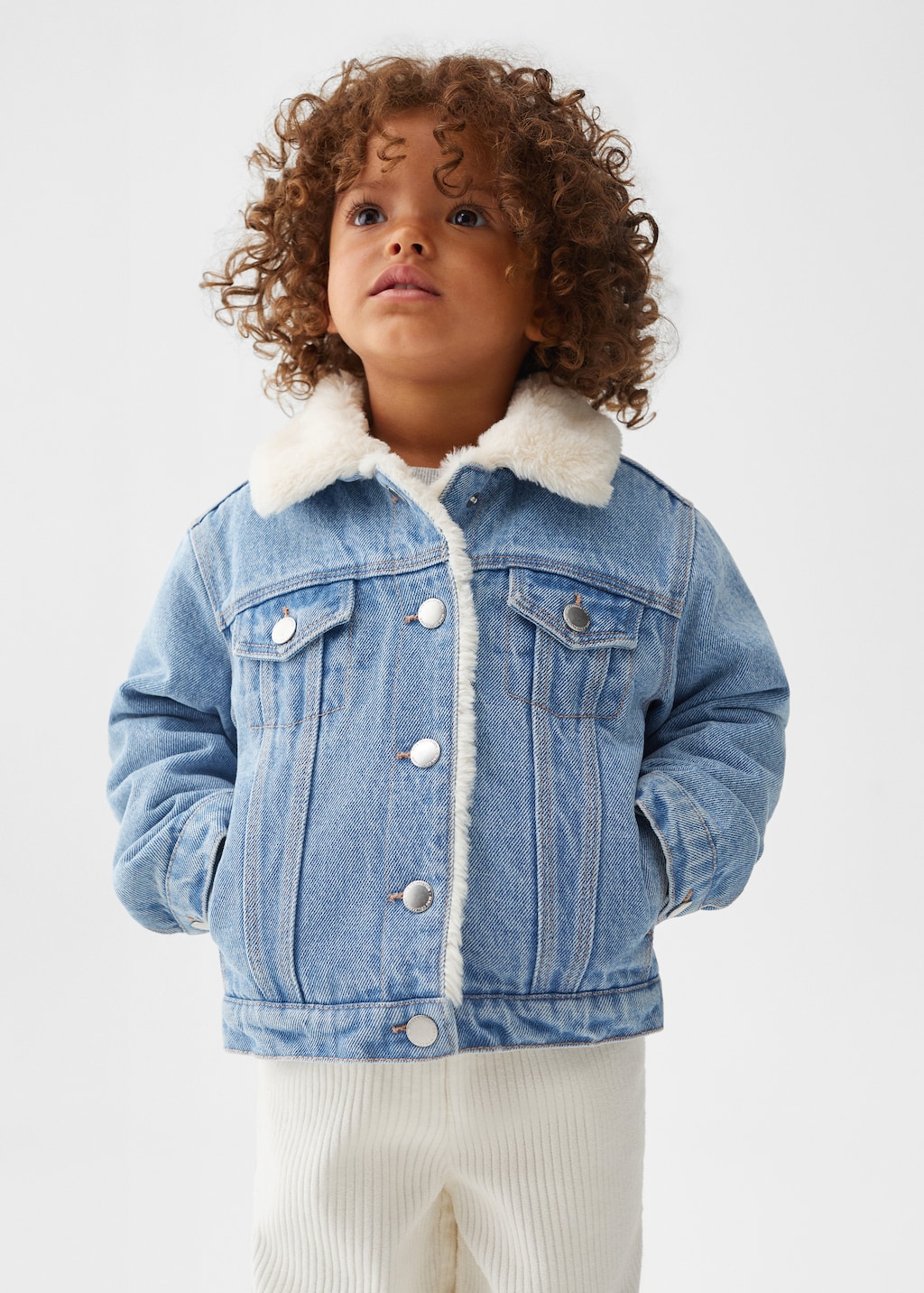 Children's denim jacket with fur collar best sale