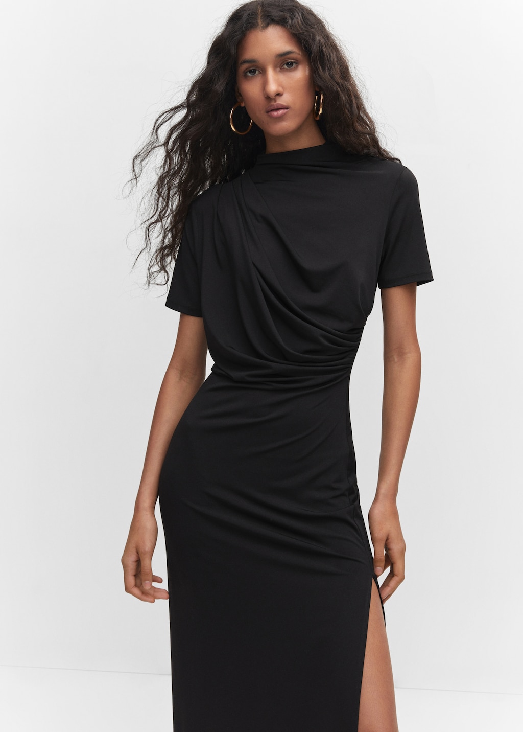 Knitted dress with drape detail - Medium plane