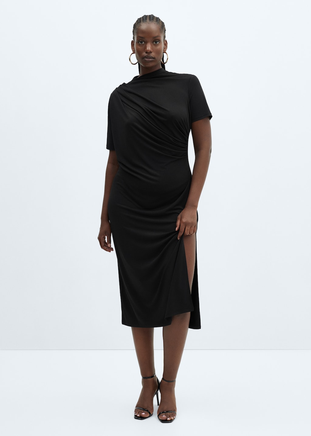 Knitted dress with drape detail - Details of the article 3