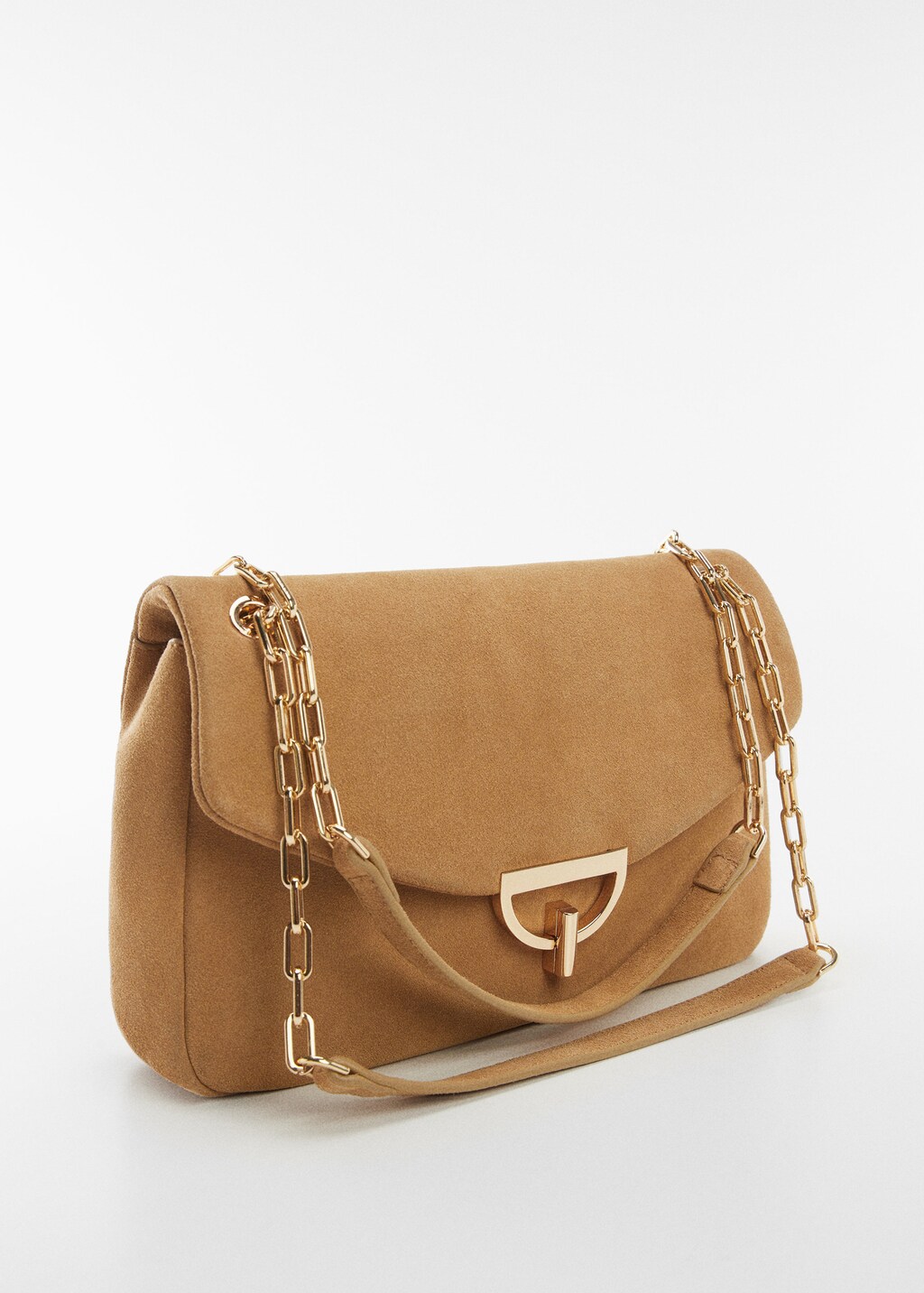 Suede bag with chain strap on sale