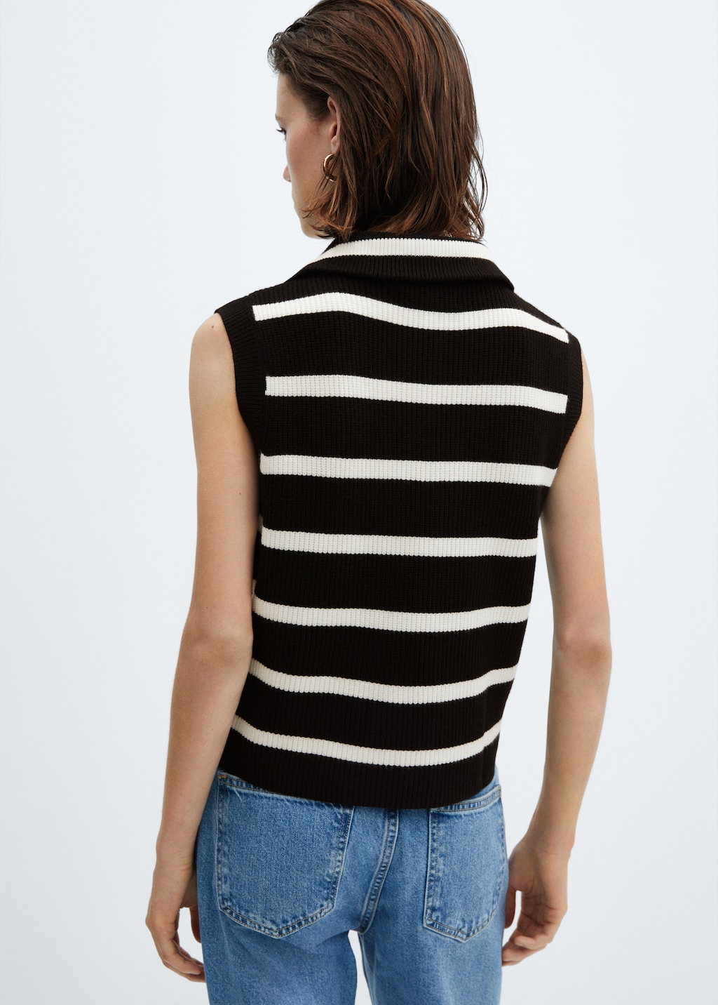 Striped gilet with zip - Reverse of the article