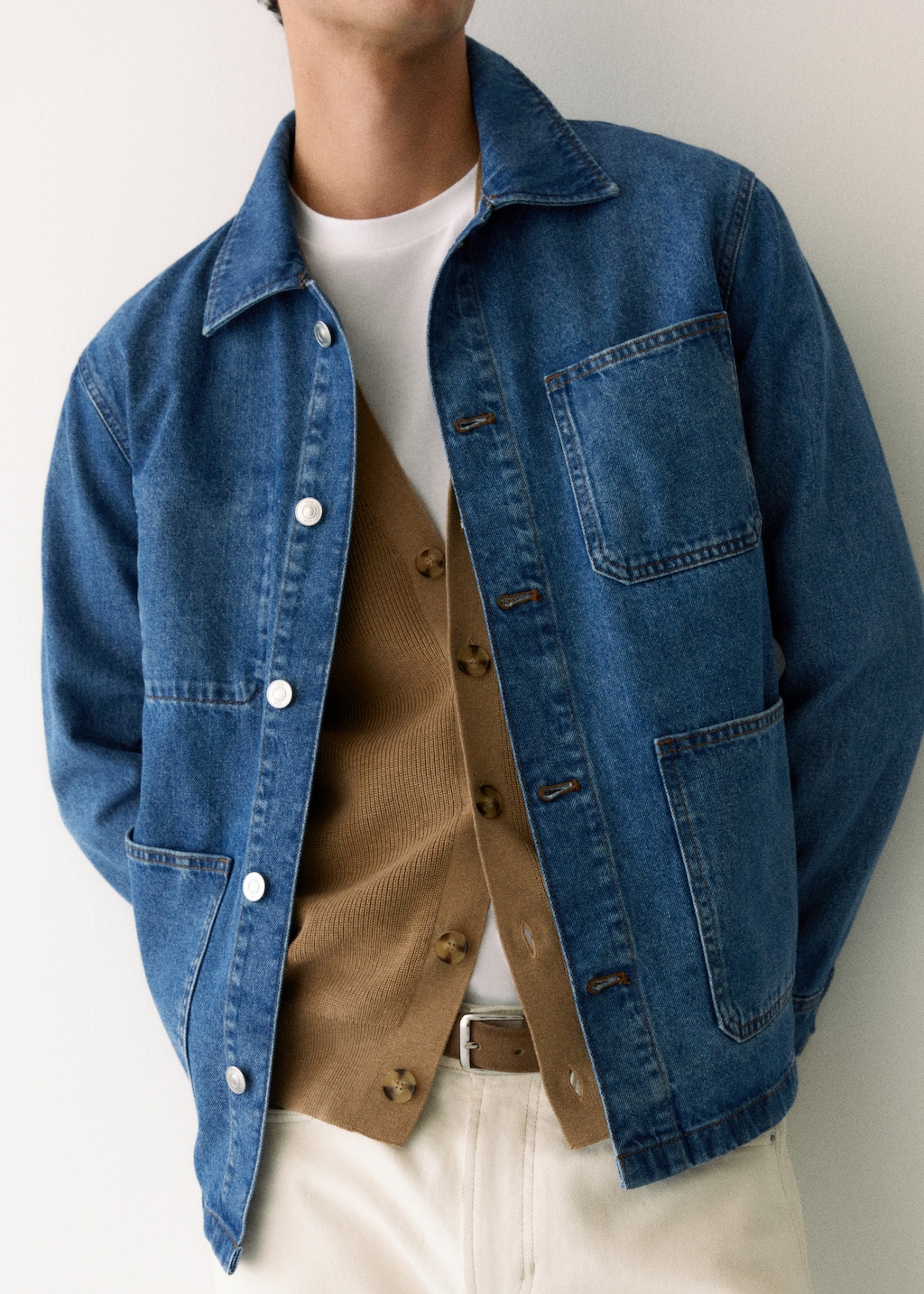 Cotton denim overshirt with pockets - Details of the article 7