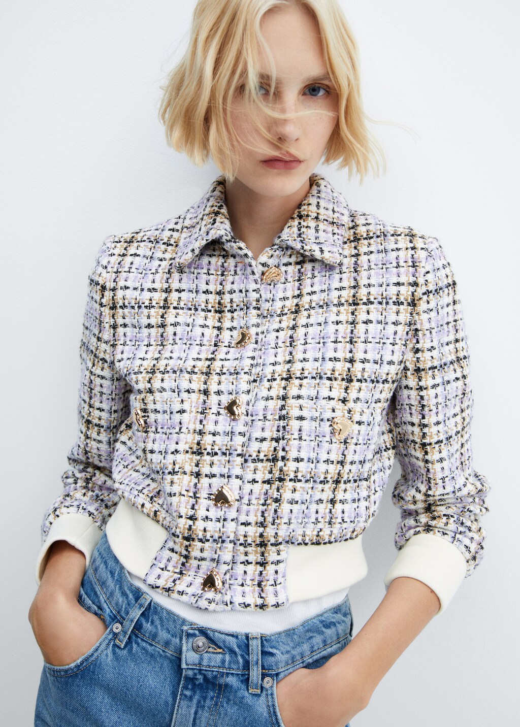 Checked bomber jacket womens hotsell