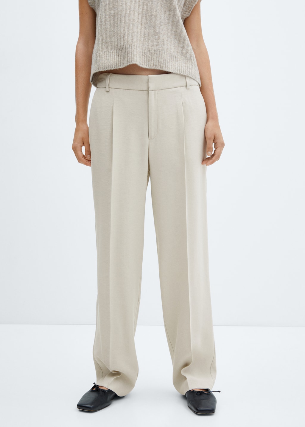 Pleated straight trousers - Medium plane