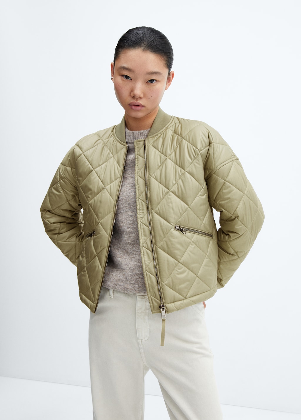 Waterproof quilted bomber jacket - Medium plane