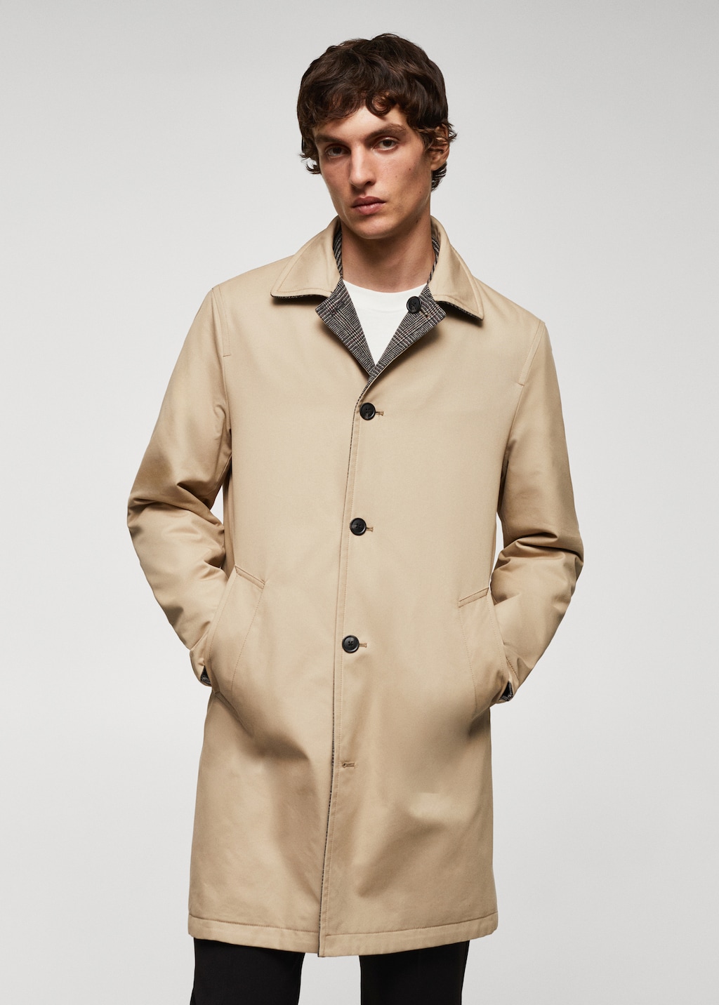 Reversible recycled wool trench coat - Medium plane