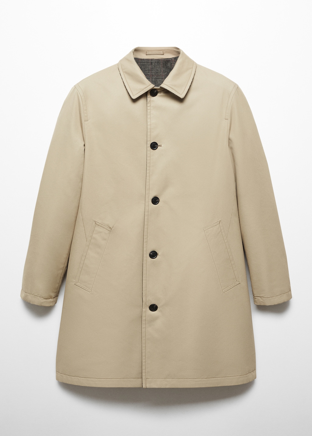 Reversible recycled wool trench coat - Reverse of the article