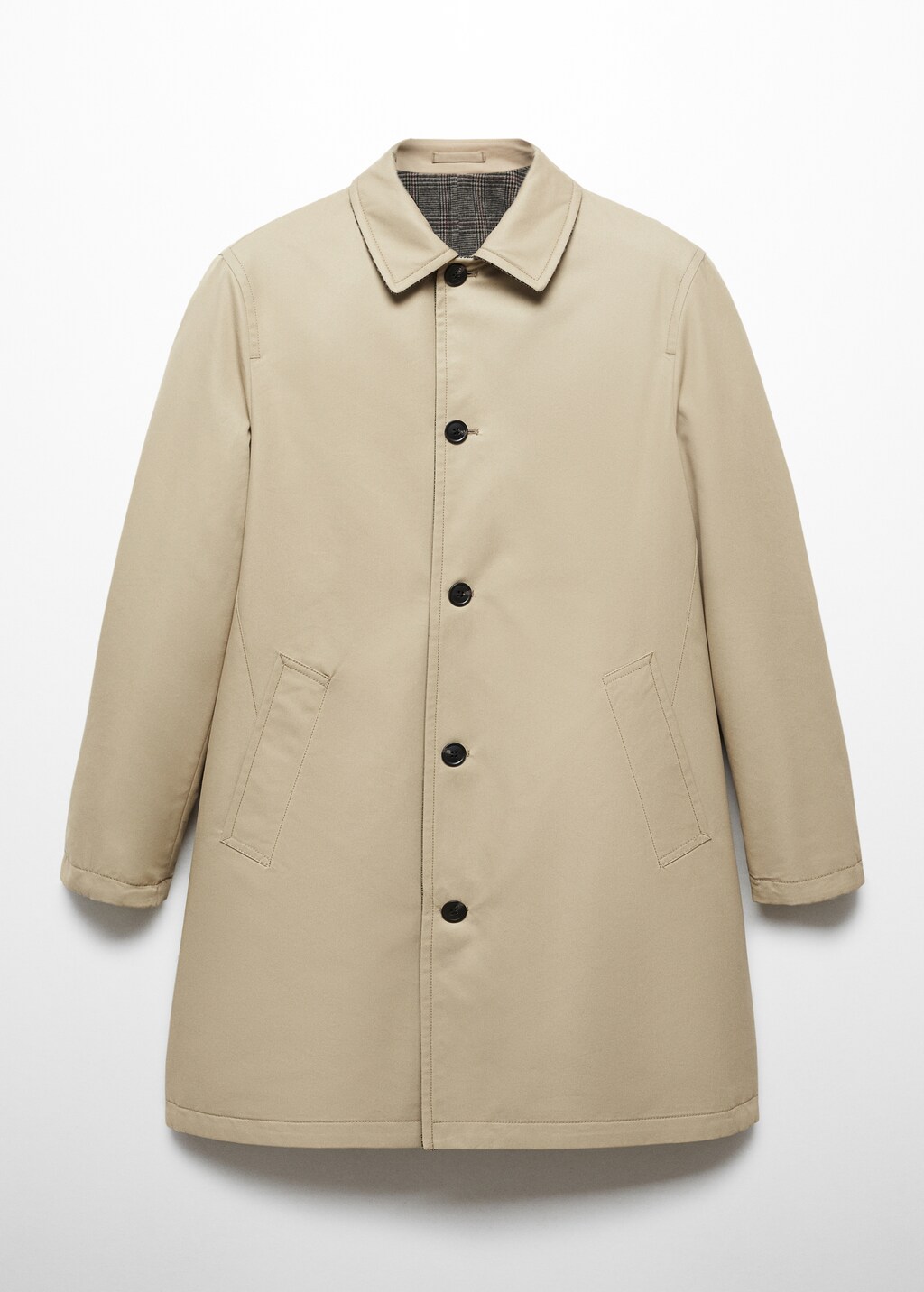 Reversible recycled wool trench coat - Reverse of the article