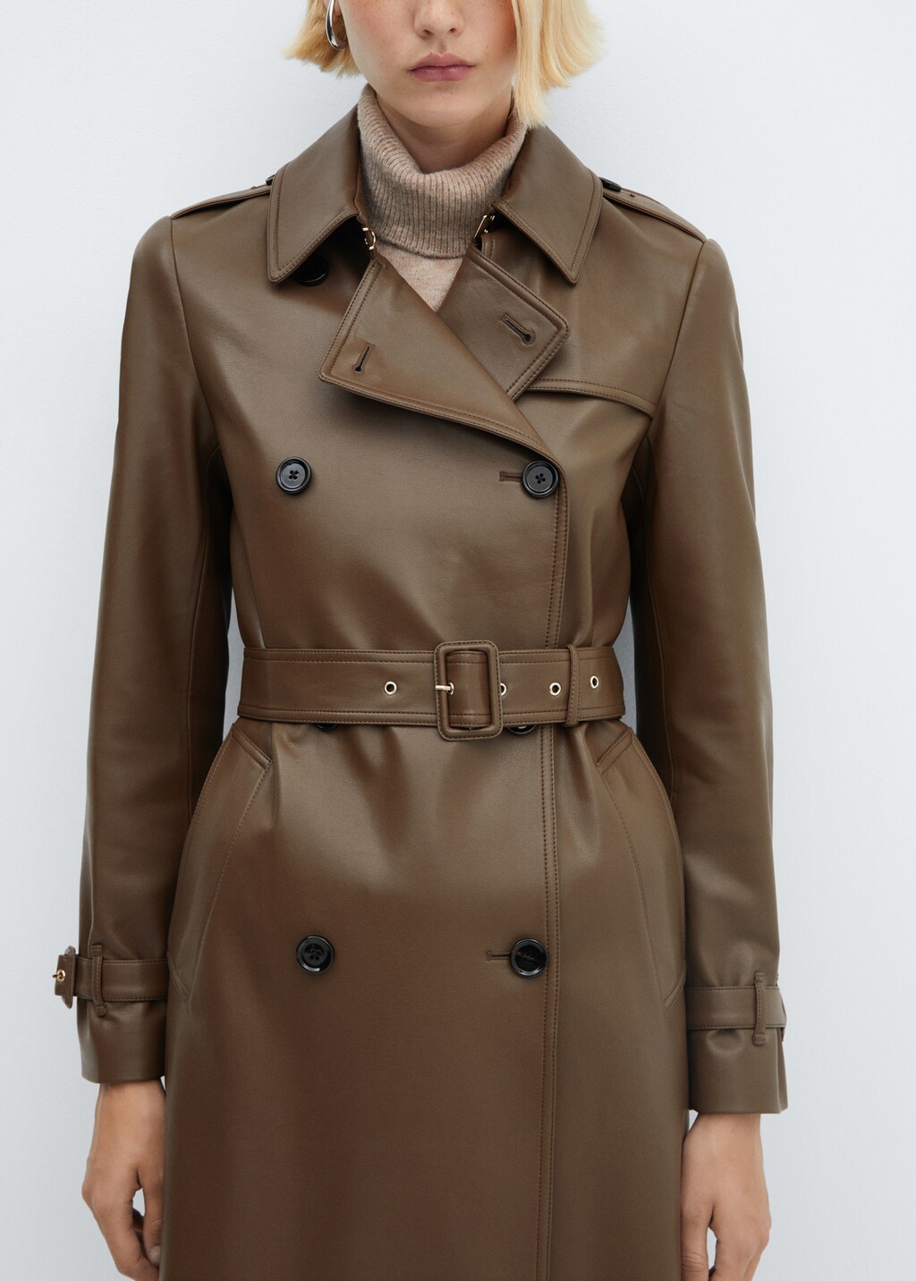 Leather-effect trench coat - Details of the article 2