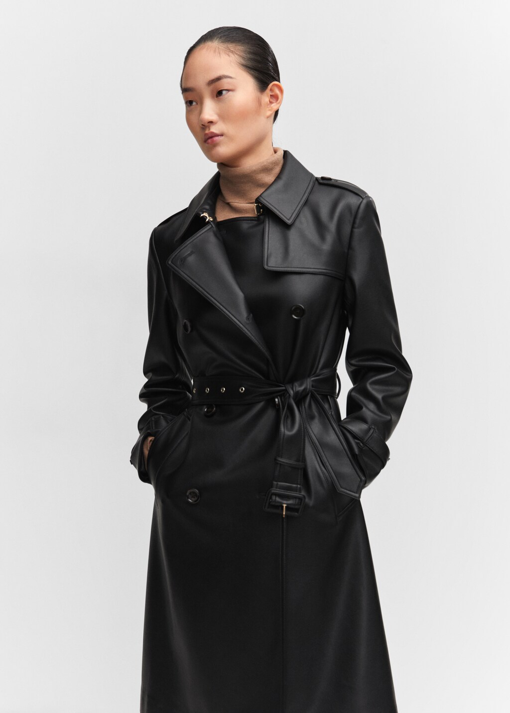 Leather-effect trench coat - Medium plane