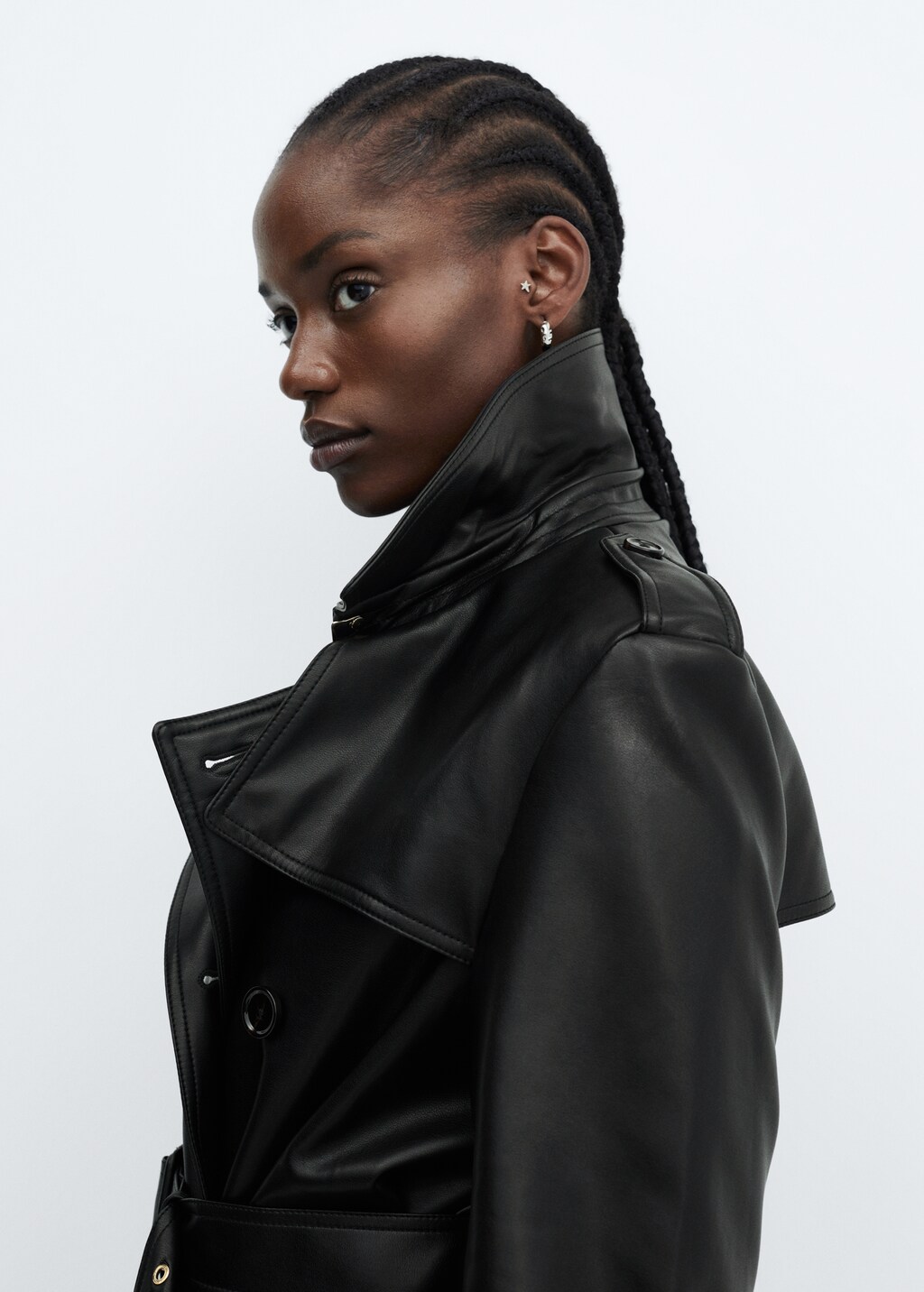 Leather-effect trench coat - Details of the article 4