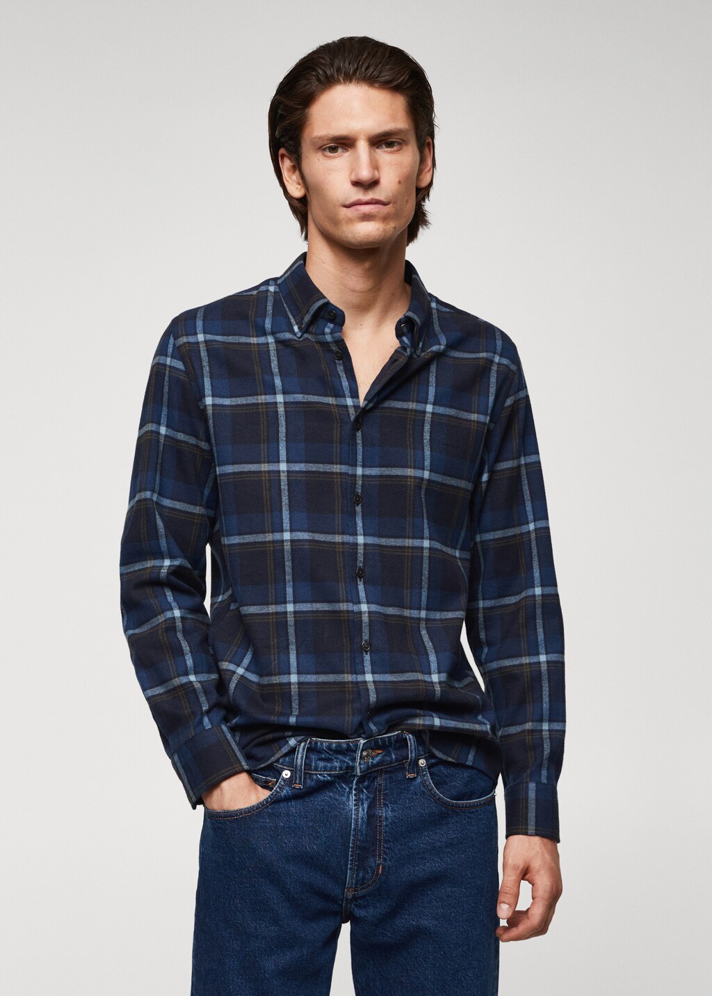 Regular fit checked flannel shirt - Medium plane