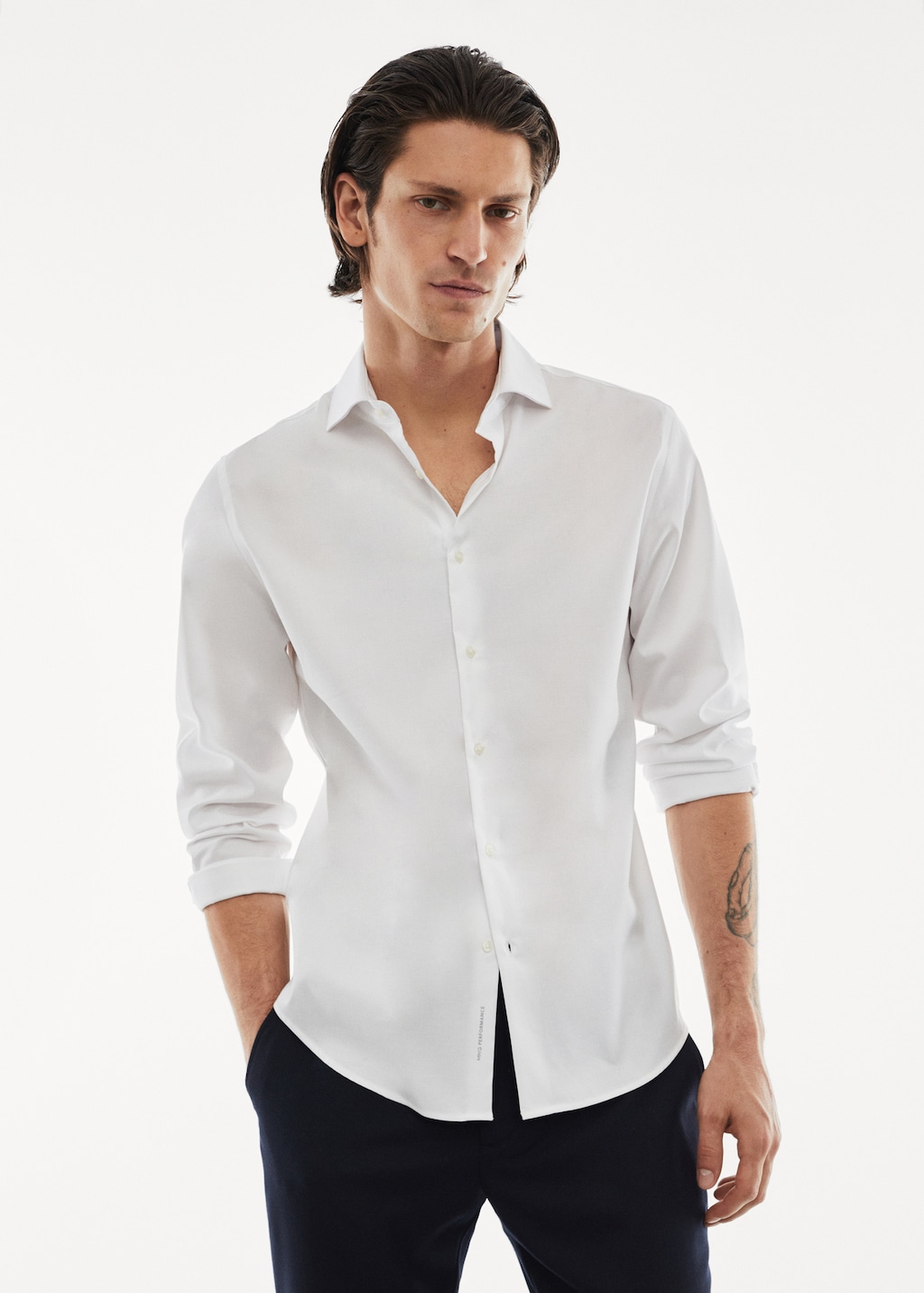 Stretch micro-structure suit shirt - Medium plane