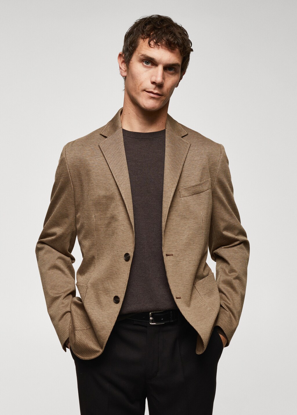 Slim-fit micro-houndstooth jacket - Medium plane