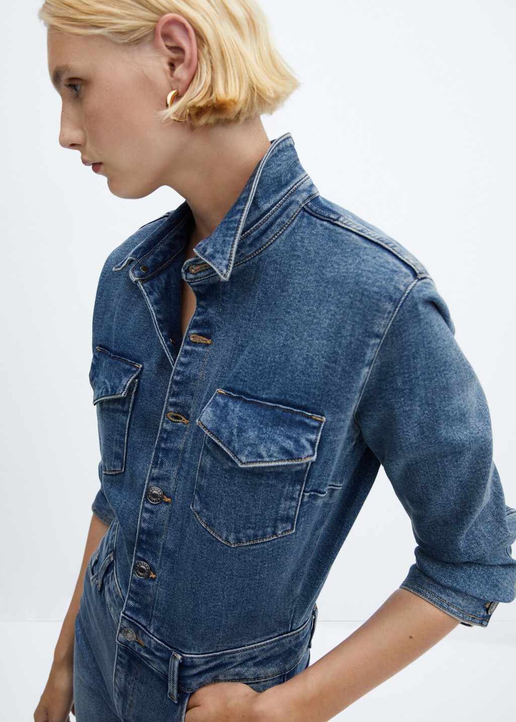 Long denim jumpsuit - Details of the article 1