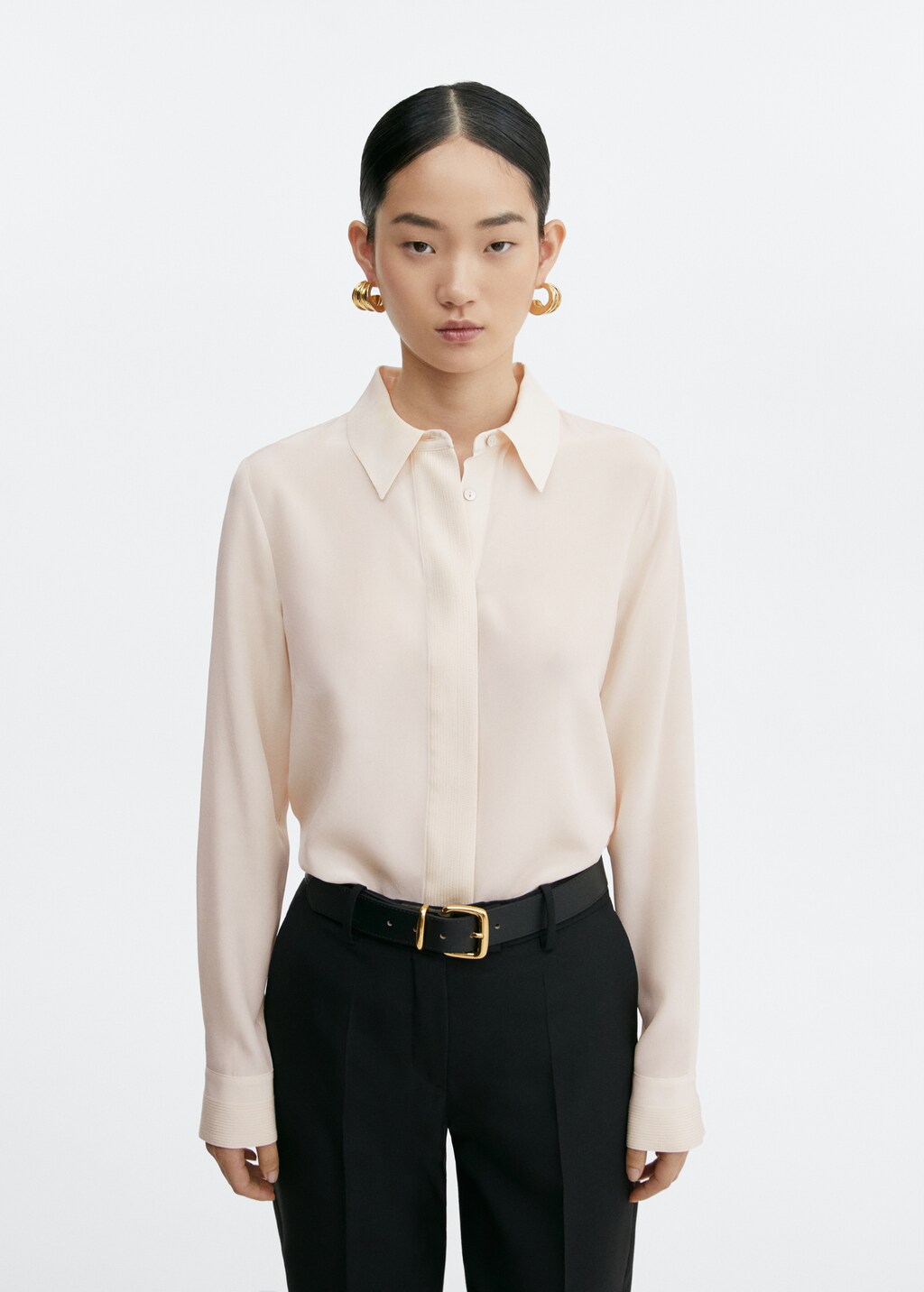 Silk shirt with linear seams - Medium plane