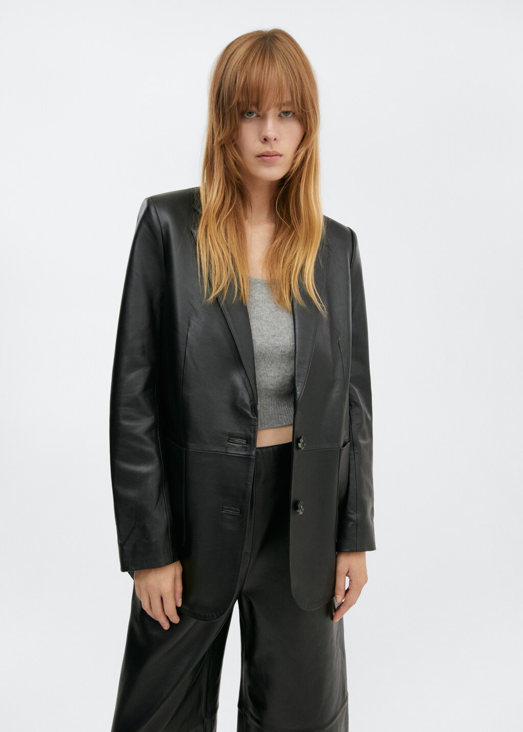 Leather jacket with pockets - Medium plane