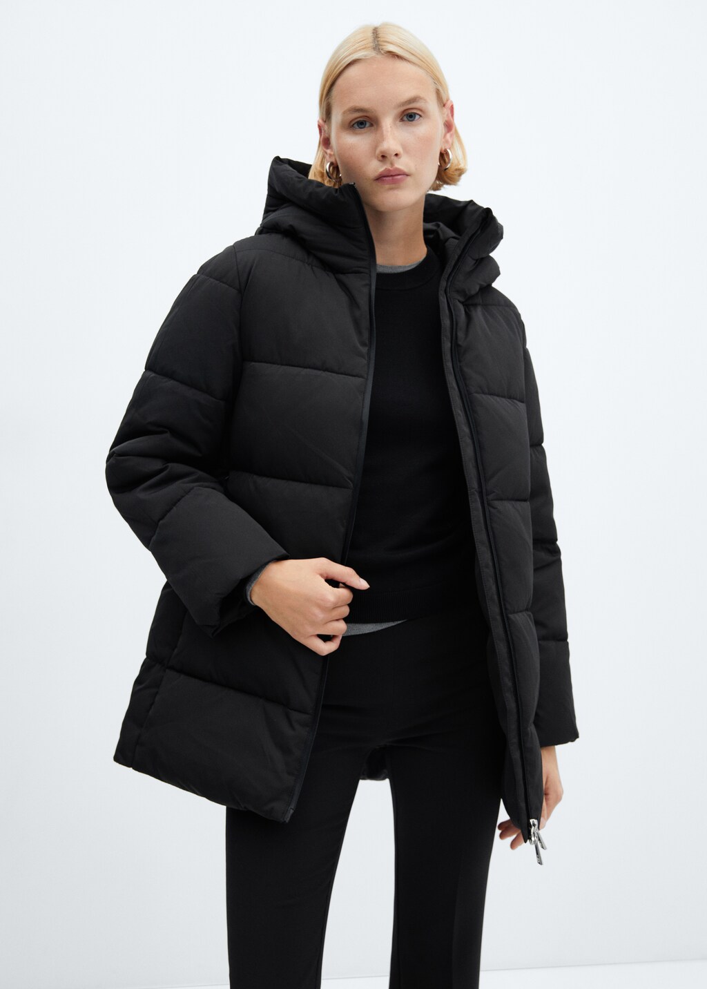 Hood quilted coat - Medium plane