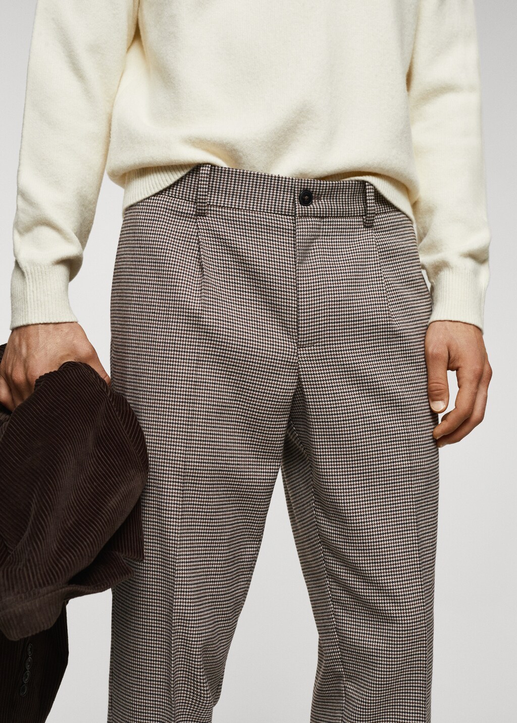 Micro-houndstooth wool-blend slim-fit trousers - Details of the article 1