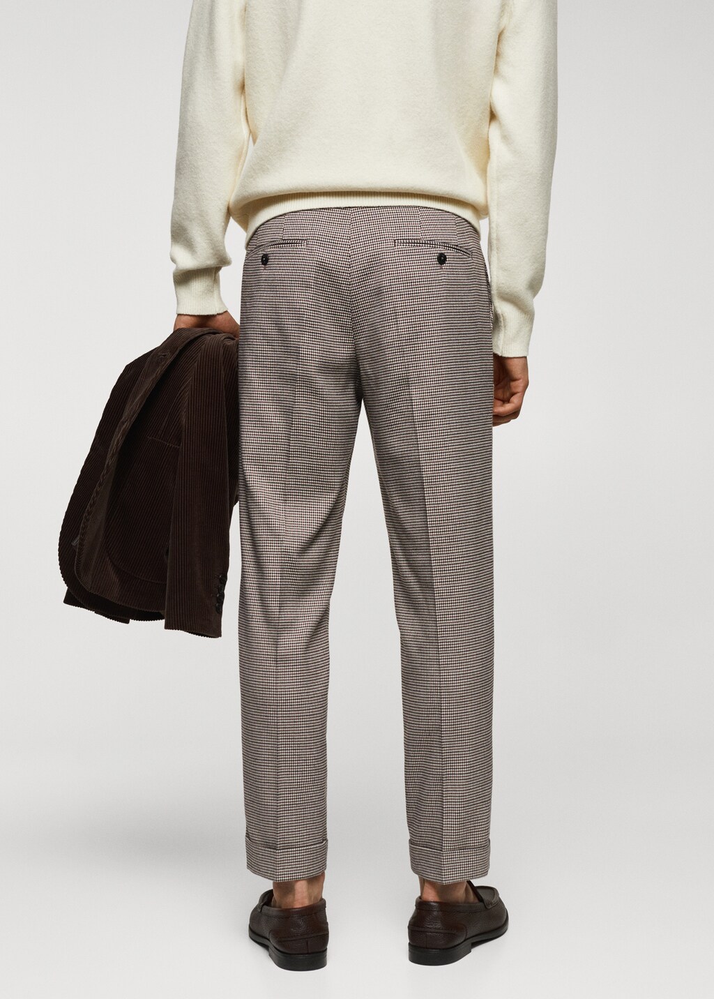 Micro-houndstooth wool-blend slim-fit trousers - Reverse of the article